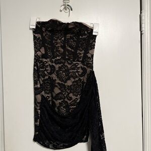 Fashion Nova Black Lace Strapless Dress